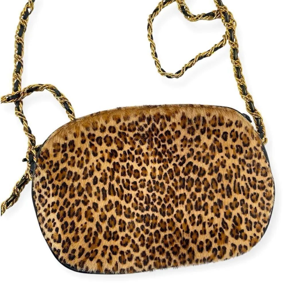 Vintage L.J. Simone New York Women’s Leopard Print Calf Hair Crossbody Bag